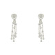 Silver drop earrings with dangling chain and close sets cubics zirconia