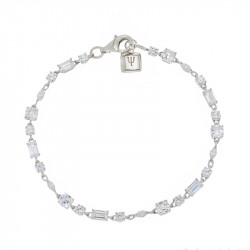 Bracelet Elsa Lee Paris, en Argent 925, longueur 18cm avec alternance d'oxydes de Zirconium blancs de différentes tailles