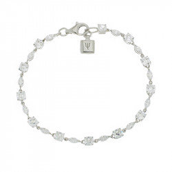 Bracelet Elsa Lee Paris, en Argent 925, longueur 18cm avec alternance d'oxydes de Zirconium blancs tailles princess et navette