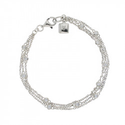 Bracelet Elsa Lee Paris, en Argent 925, trois rangs avec oxydes de Zirconium incolores sertis clos taille brillant sur les chaîn