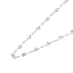 Collier Elsa Lee Paris, en Argent 925, avec alternance d'oxydes de Zirconium blancs taille brillant et navette