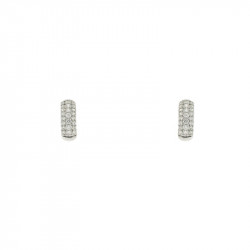 Boucles d'Oreilles Elsa Lee Paris, Argent 925, style créoles pavées d'oxydes de Zirconium blancs