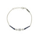 Bracelet Elsa Lee Paris, Argent 925, deux fines lignes de Zirconium bleus et trois oxydes blancs au centre