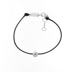 Bracelet Elsa Lee Paris, modèle Dôme, avec oxyde de Zirconium serti griffe sur cordon en coton noir