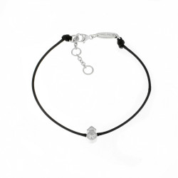 Bracelet Elsa Lee Paris, modèle masculin, avec oxyde de Zirconium serti griffe sur cordon en coton noir