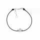 Clear Spirit Elsa Lee Paris, modèle Papillon, avec oxyde de Zirconium serti griffe sur cordon en coton noir