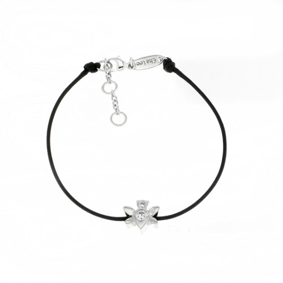 Clear Spirit Elsa Lee Paris, modèle Papillon, avec oxyde de Zirconium serti griffe sur cordon en coton noir