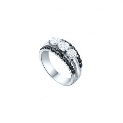 Bague noire et blanche en argent de la collection Black and White par Elsa Lee Paris 