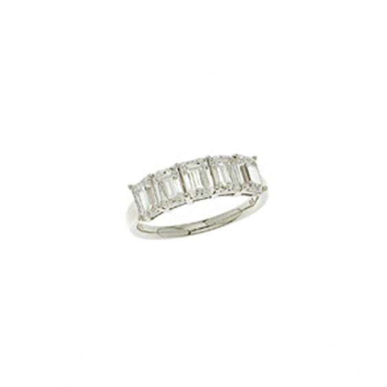 Silver emerald cut ring 