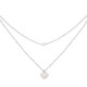 Collier Be my Valentine Elsa Lee, en argent motif coeur pavé d'oxydes de Zirconium et perle blanche sur deux chaines