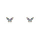 Boucles d'oreilles Elsa Lee Paris, modèle Papillon, avec oxyde de Zirconium et émail bleu et violet