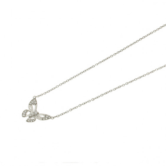 Collier Papillon en argent avec ses ailes sertis d'oxydes de zirconium par Elsa Lee Paris 