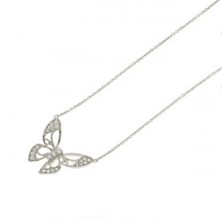 Collier Elsa Lee Paris, modèle Papillon en argent et pavé d'oxydes de Zirconium