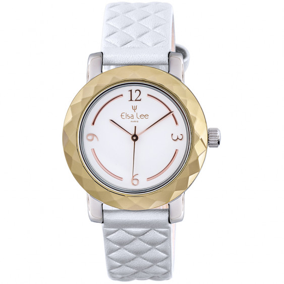 Elsa Lee Paris new 2017 watch, with white dial, white padded bracelet and arabic numerals