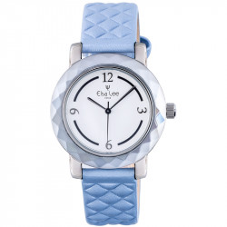 Elsa Lee Paris new 2017 watch, with white dial, blue padded bracelet and arabic numerals