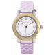 Baby pink padded leather strap watch and golden bezel by Elsa Lee 