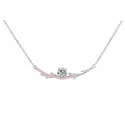 Elsa Lee Paris sterling silver necklace, Fantasy Garden collection, one clear Cubic Zirconia and 27 pink Cubic Zirconia, branch 