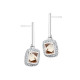 Elsa Lee Paris dangling sterling silver earrings with 2 close set champagne Cubic Zirconia surrounded by 48 clear Cubic Zirconia