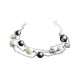 Bracelet Elsa Lee Paris en argent, collection Perles, avec perles blanches et grises, brillants blancs et 3 chaines