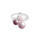 bague en argent 925 Elsa Lee Paris, collection la vie en rose, trois perles dans les tons de rose et oxydes de Zirconium blancs