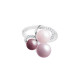 Elsa Lee Paris sterling silver ring, flower shape with pink pearls and cubic Zirconia