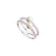 Bague Elsa Lee Paris, collection La Vie en Rose, argent 925, oxydes de Zirconium roses et incolores et deux perles blanches