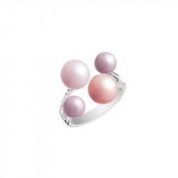 Elsa Lee Paris sterling silver open ring with coloured pearls
