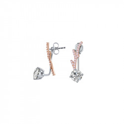 Elsa Lee Paris silver pendant earrings from our Fantasy Garden collection, with clear and pink Cubic Zirconia and shape of a bra