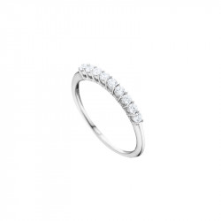 Elsa Lee Paris sterling silver wedding ring for women with 9 clear Cubic Zirconia in the center of the ring