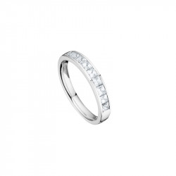 Elsa Lee Paris fine 925 sterling silver wedding ring for women, with 9 close set Cubic Zirconia