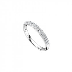 Elsa Lee Paris sterling silver women wedding ring, with two rows of clear Cubic Zirconia on the top of it