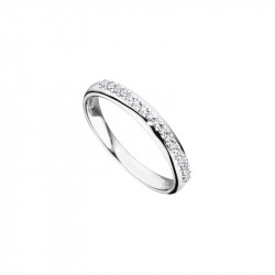 Elsa Lee Paris fine 925 sterling silver wedding ring for women, one row of perfectly clear Cubic Zirconia
