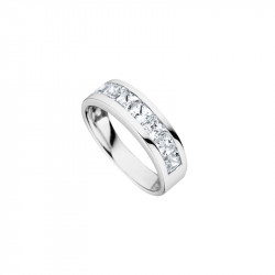 Alliance Femme Elsa Lee Paris en argent 925, motif rail sertis d'oxydes de Zirconium