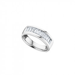 Alliance pour femme Elsa Lee Paris, en argent 925 et ornée d'oxydes de Zirconium taille baguette