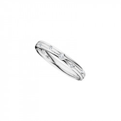 Alliance Femme Elsa Lee Paris en argent 925, formes contemporaines et oxydes de Zirconium