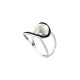 Bague croisée noire et blanche et perle blanche par Elsa Lee - Bague en argent croisé perle noire et blanche 