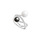 Elsa Lee Paris sterling silver ring, black and white collection, with Cubic Zirconia, grey and white pearls