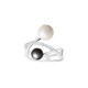 Elsa Lee Paris sterling silver ring, black and white collection, with Cubic Zirconia, grey and white pearls