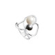 Elsa Lee Paris sterling silver ring, black and white collection, original design with clear Cubic Zirconia, 1 white pearl and 1 