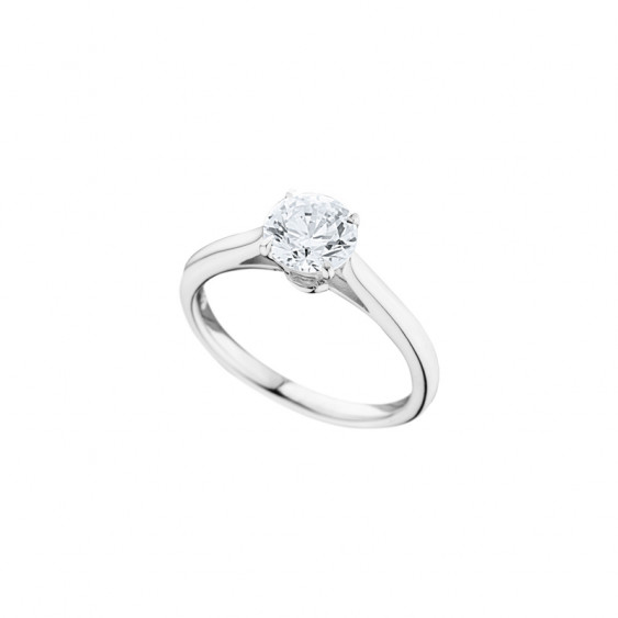 Elsa Lee Paris sterling silver ring, classic and traditional design with a cut diamond Cubic Zirconia