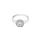 Elsa Lee Paris sterling silver ring, with one clear Cubic Zirconia centerpiece surrounded by smaller Cubic Zirconia