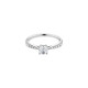 Elsa Lee Paris sterling silver ring, princess-shaped Cubic Zirconia centerpiece and two lines of Cubic Zirconia on both sides