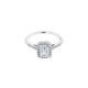 Elsa Lee Paris impressive sterling silver ring with emerald cut Cubic Zirconia centerpiece surrounded by Cubic Zirconia