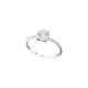 Elsa Lee Paris classic sterling silver ring, with diamond cut Cubic Zirconia centerpiece and shiny stones on both sides