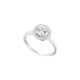 Elsa Lee Paris sterling silver ring with one round cut Cubic Zirconia centerpiece circled by a crown of cubics Zirconia