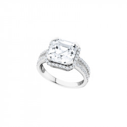 Bague Elsa Lee Paris, collection Tradition, en argent avec Zirconiums brillants dont un taille Princesse