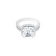 Elsa Lee Paris sterling silver ring, princess-shaped Cubic Zirconia surrounded by its crown of stones and Zirconia on both sides
