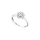 Elsa Lee Paris sterling silver Ring, one close set diamond cut Cubic Zirconia surrounded by its crown of Cubic Zirconia