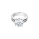 Elsa Lee Paris sterling silver Ring, one close set Cubic Zirconia centerpiece surrounded by 11 clear Cubic Zirconia on both side