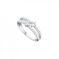 Bague Capucine doubles rangs de la collection Tradition Elsa Lee Paris, en argent massif et Zirconiums 